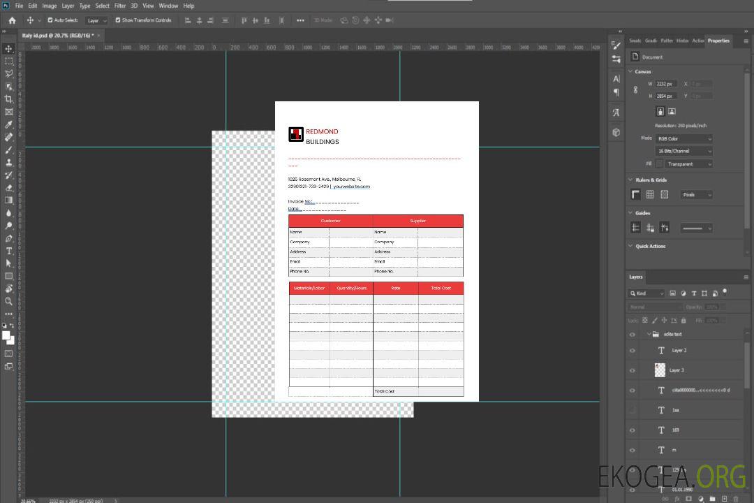 Modèle de facture de construction modifiable template
